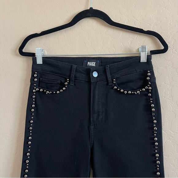 New Revolve Paige Noir Rox Embellished Hoxton Black Ankle Peg Skinny Jeans - Picture 1 of 8